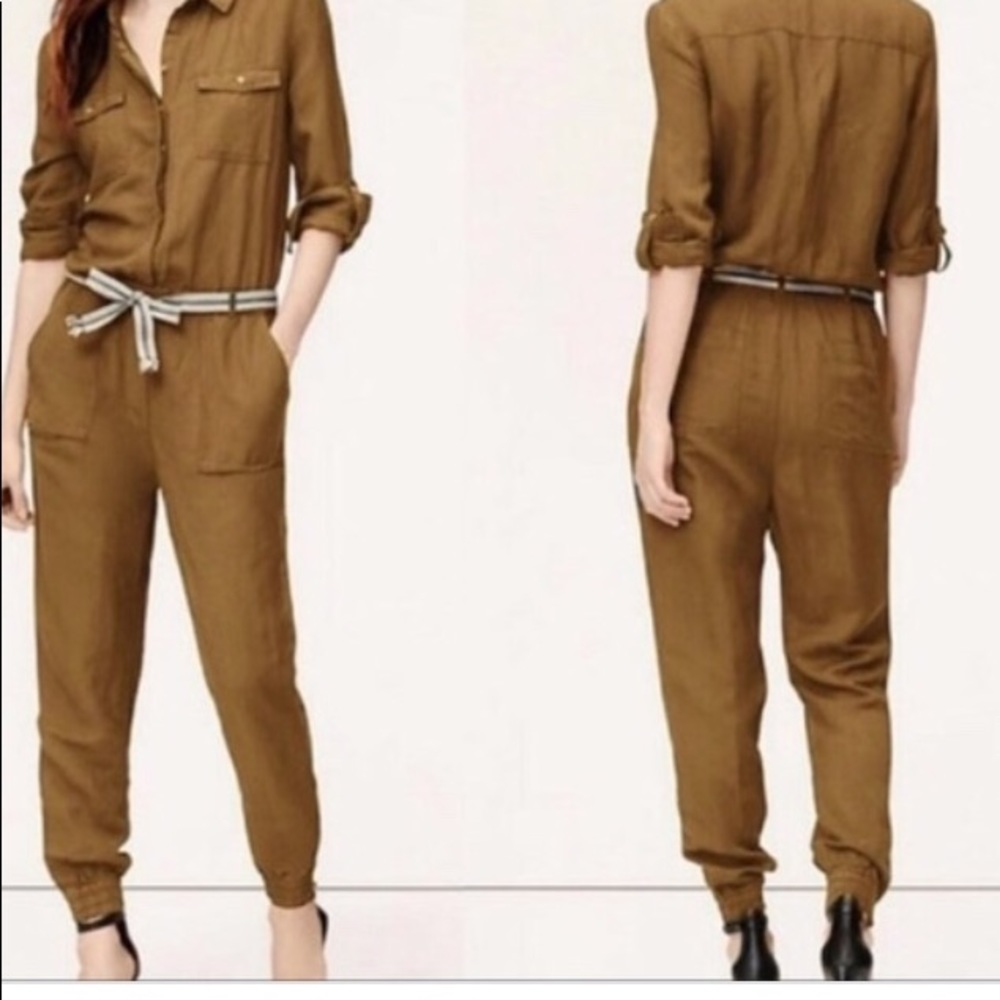 ANN-TAYLOR-LOFT-LinenBlend-Utility-JumpsuitSz-S